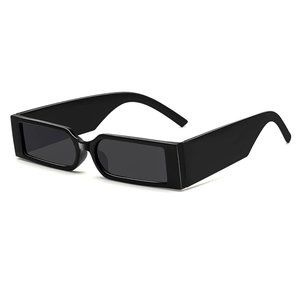 Black Small Thin Narrow Square Fashion Old School Unisex Mens Womens Sunglasses